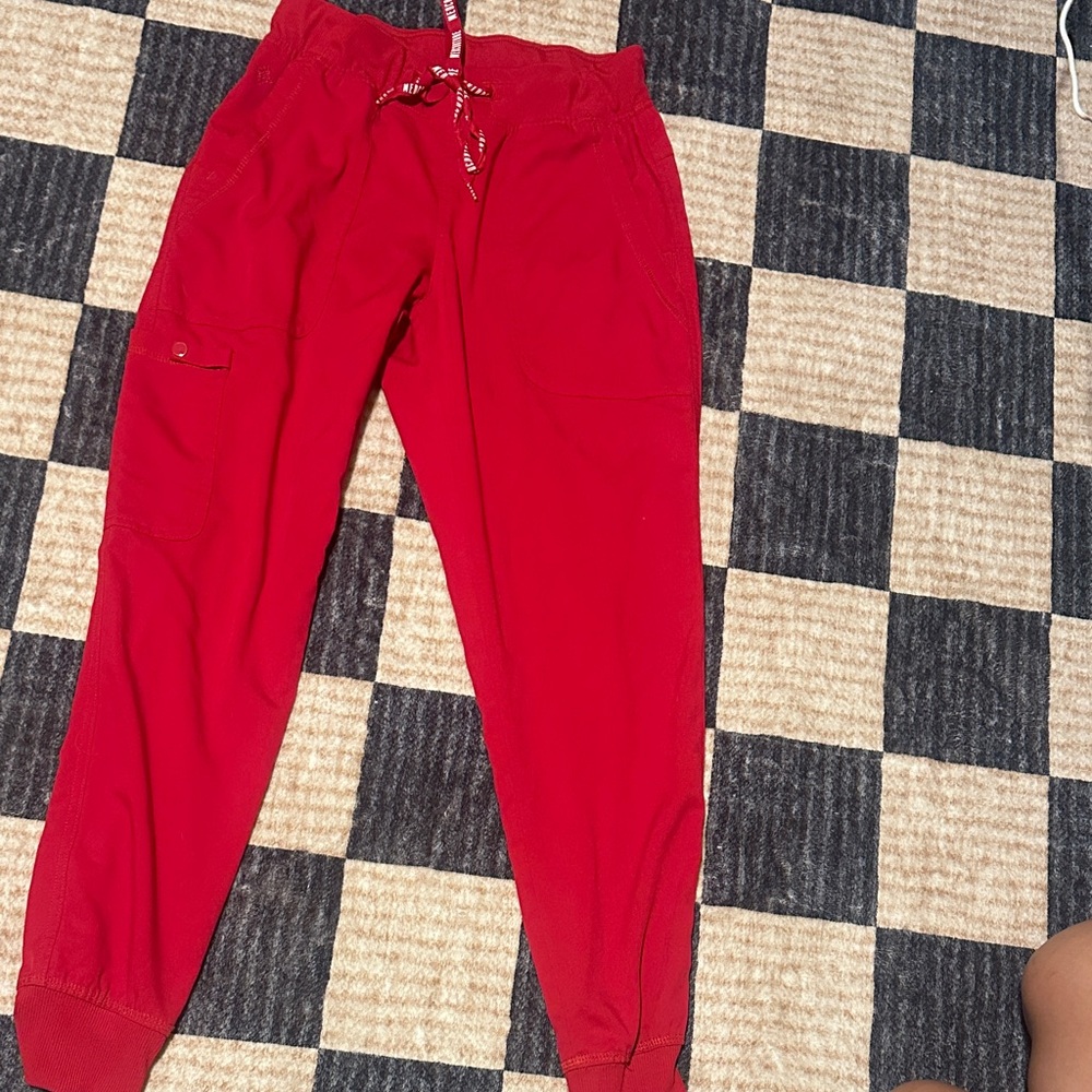 Med Couture Red Straight Leg Pants